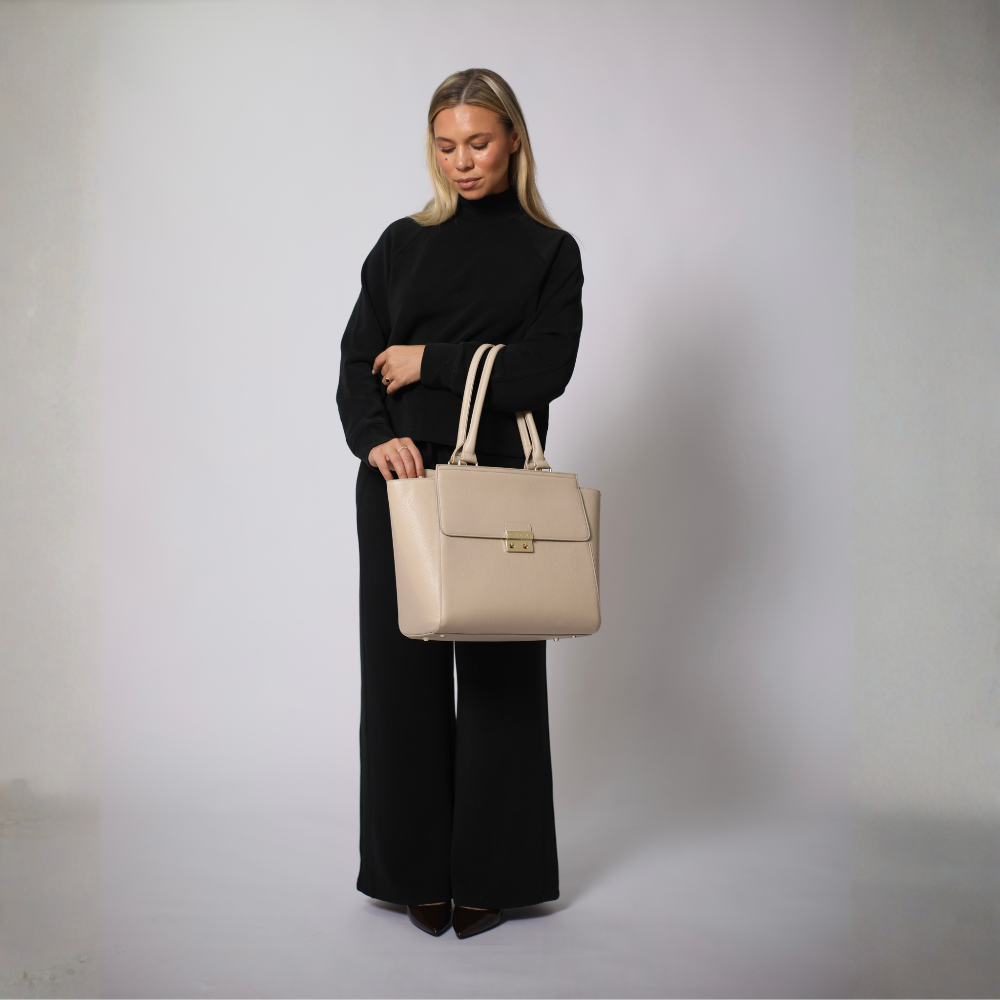 DANIELLE 14” LAPTOP HANDBAG | ITALIAN LEATHER-Laptop bag-CODE REPUBLIC-Black-CODE REPUBLIC laptop bags womens laptop bags laptop handbags ladies laptop bags laptop carrying bags