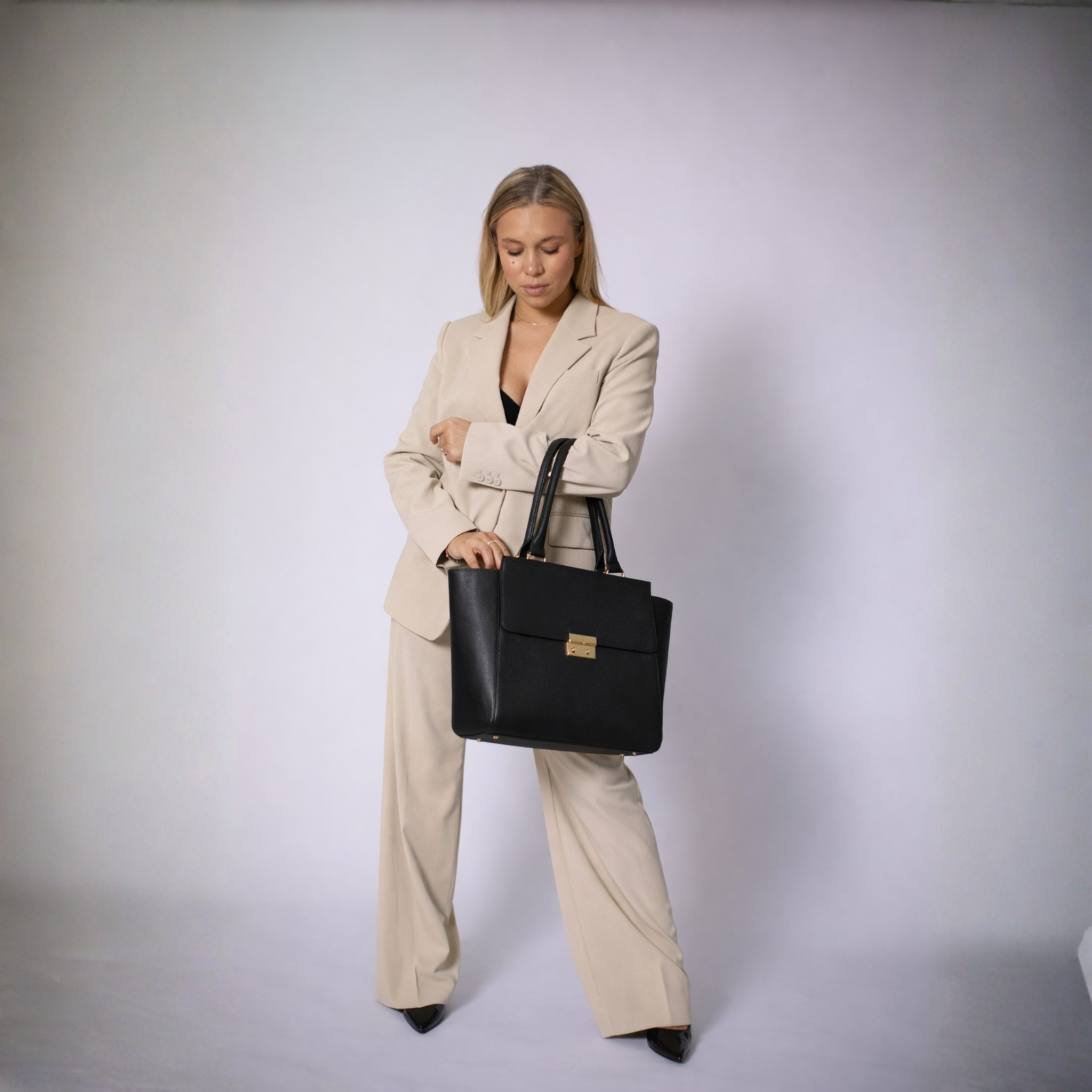 DANIELLE 14” LAPTOP HANDBAG | ITALIAN LEATHER-Laptop bag-CODE REPUBLIC-Black-CODE REPUBLIC laptop bags womens laptop bags laptop handbags ladies laptop bags laptop carrying bags