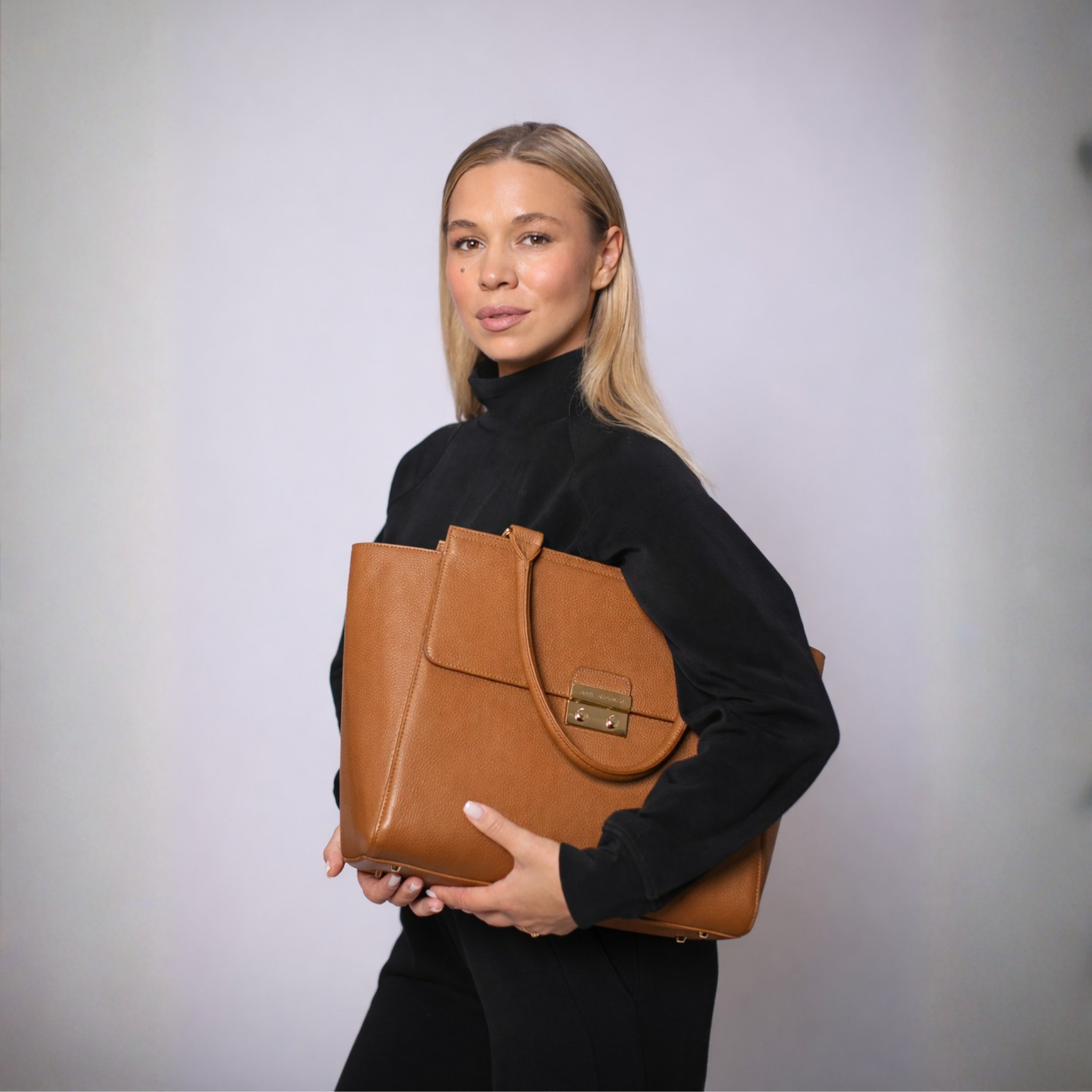 DANIELLE 14” LAPTOP HANDBAG | ITALIAN LEATHER-Laptop bag-CODE REPUBLIC-Black-CODE REPUBLIC laptop bags womens laptop bags laptop handbags ladies laptop bags laptop carrying bags