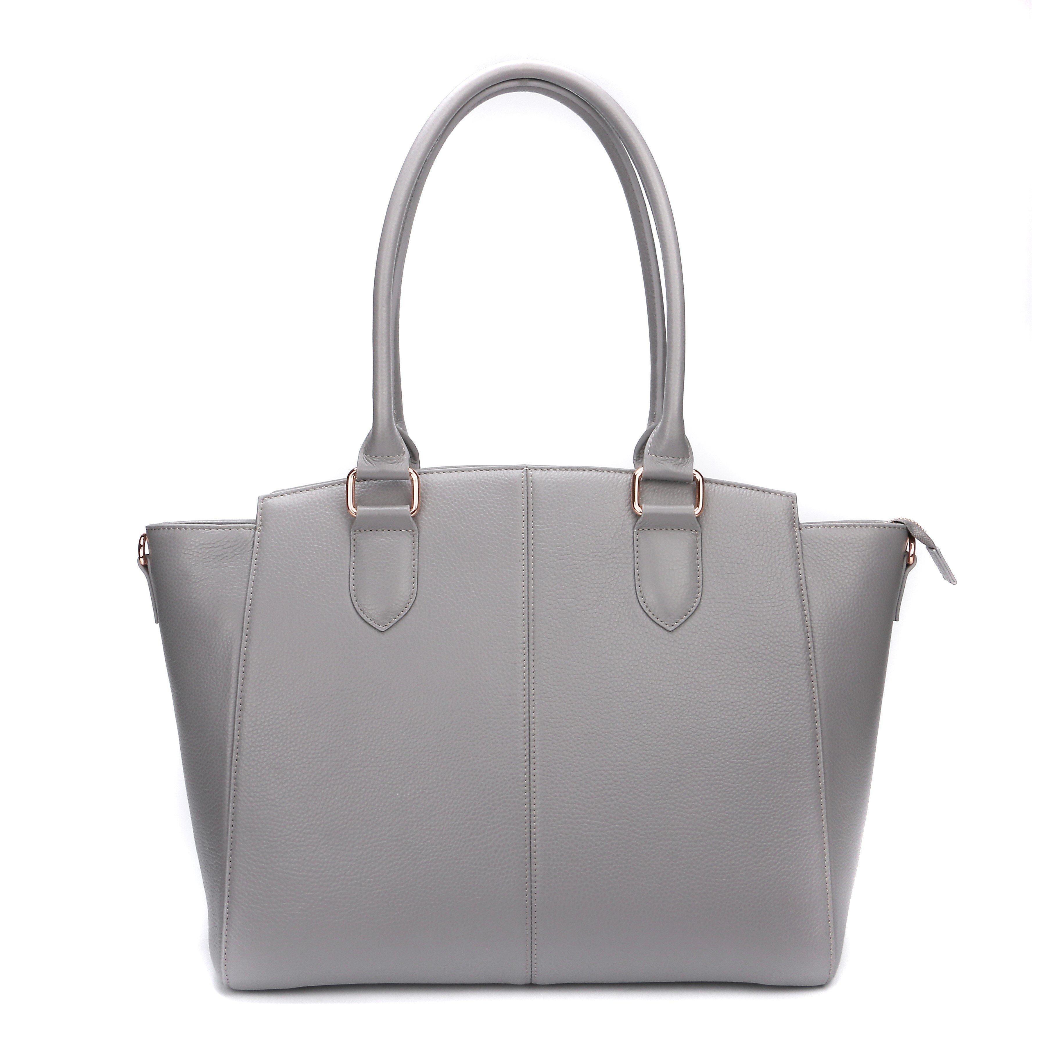 LISA 14" LAPTOP HANDBAG | ITALIAN LEATHER-Laptop bag-CODE REPUBLIC-Grey-CODE REPUBLIC laptop bags womens laptop bags laptop handbags ladies laptop bags laptop carrying bags