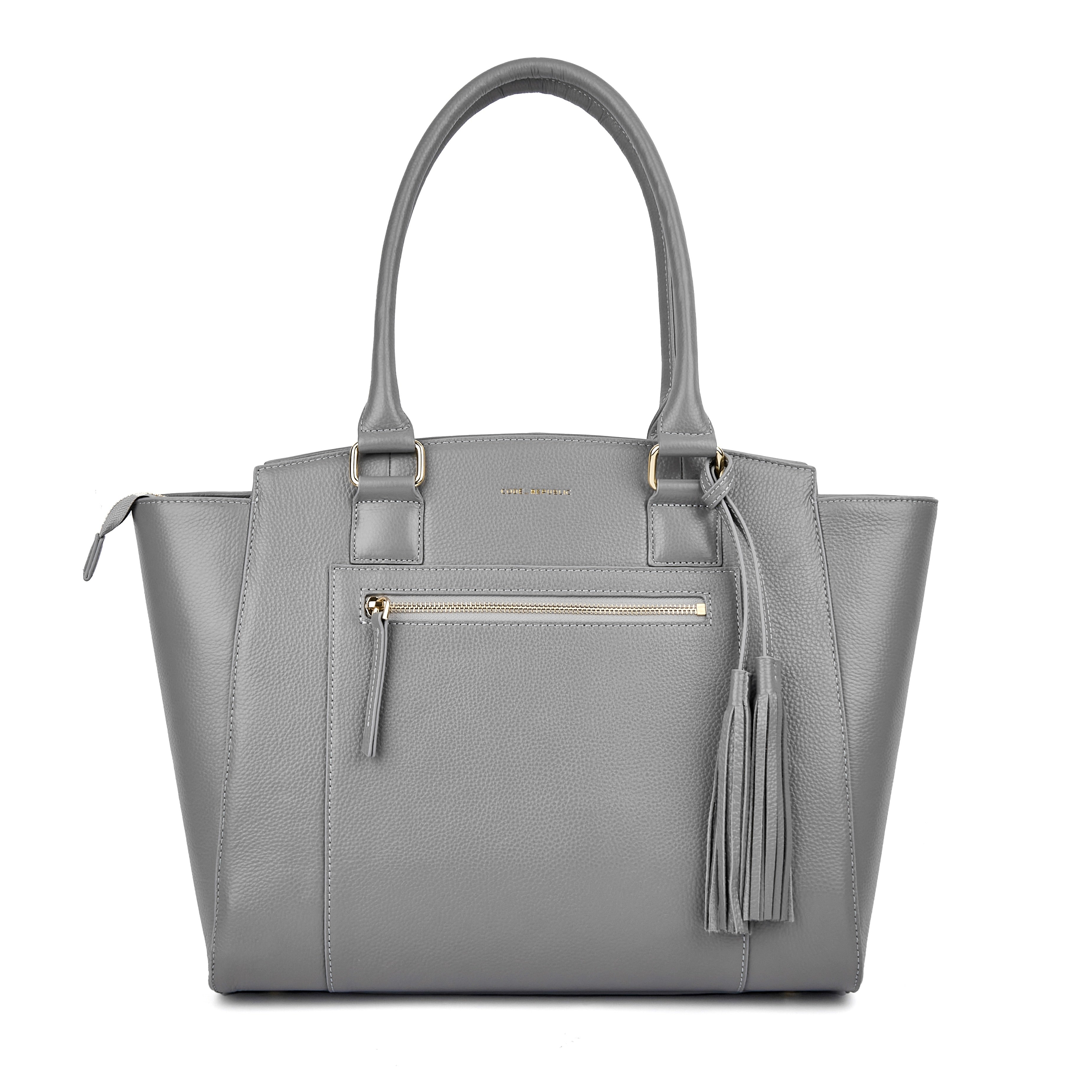 LISA 14" LAPTOP HANDBAG | ITALIAN LEATHER-Laptop bag-CODE REPUBLIC-Grey-CODE REPUBLIC laptop bags womens laptop bags laptop handbags ladies laptop bags laptop carrying bags