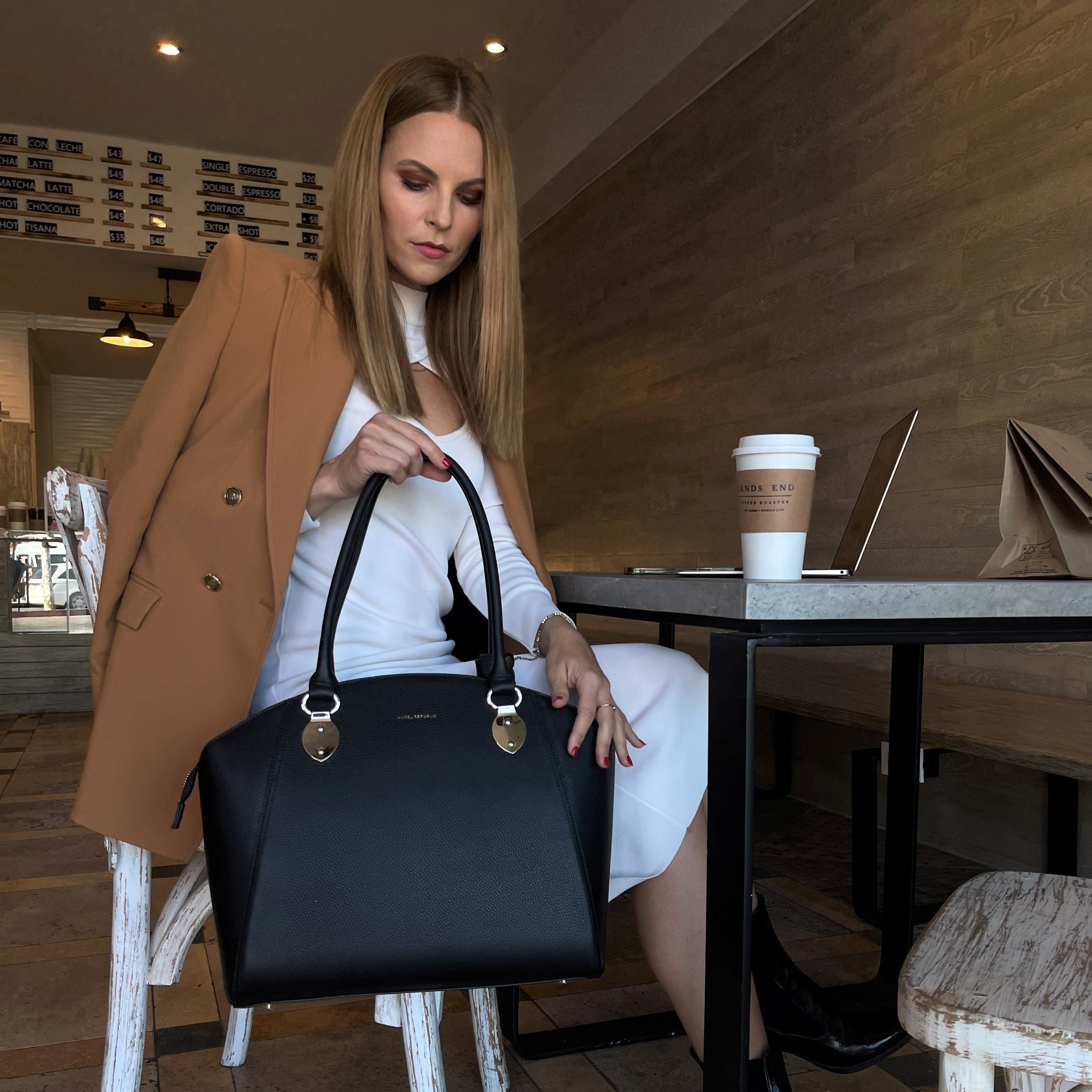 SAVANNAH 14” LAPTOP HANDBAG | ITALIAN LEATHER-Laptop bag-CODE REPUBLIC-BLACK-CODE REPUBLIC laptop bags womens laptop bags laptop handbags ladies laptop bags laptop carrying bags