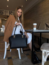 14" SAVANNAH DESIGNER LAPTOP HANDBAG | PEBBLE LEATHER | CHAMPAGNE GOLD | PRE ORDER - LATE FEB DELIVERY-Laptop bag-CODE REPUBLIC-BLACK-CODE REPUBLIC laptop bags womens laptop bags laptop handbags ladies laptop bags laptop carrying bags