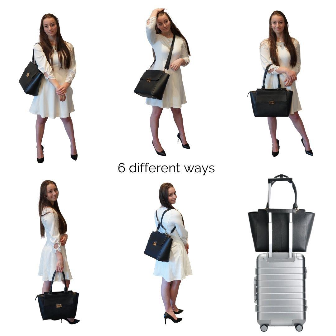 DANIELLE DESIGNER LAPTOP HANDBAG | BLACK LEATHER | [LIMITED EDITION BUNDLE] PRE ORDER - LATE JULY DELIVERY-Laptop bag-CODE REPUBLIC-CODE REPUBLIC laptop bags womens laptop bags laptop handbags ladies laptop bags laptop carrying bags