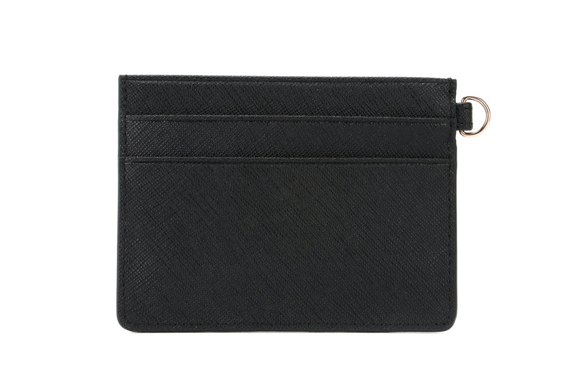 SECURITY PASS & TRANSPORT CARD ATTACHMENT | Black Saffiano Leather Rose Gold-Business card holder-CODE REPUBLIC-CODE REPUBLIC laptop bags womens laptop bags laptop handbags ladies laptop bags laptop carrying bags